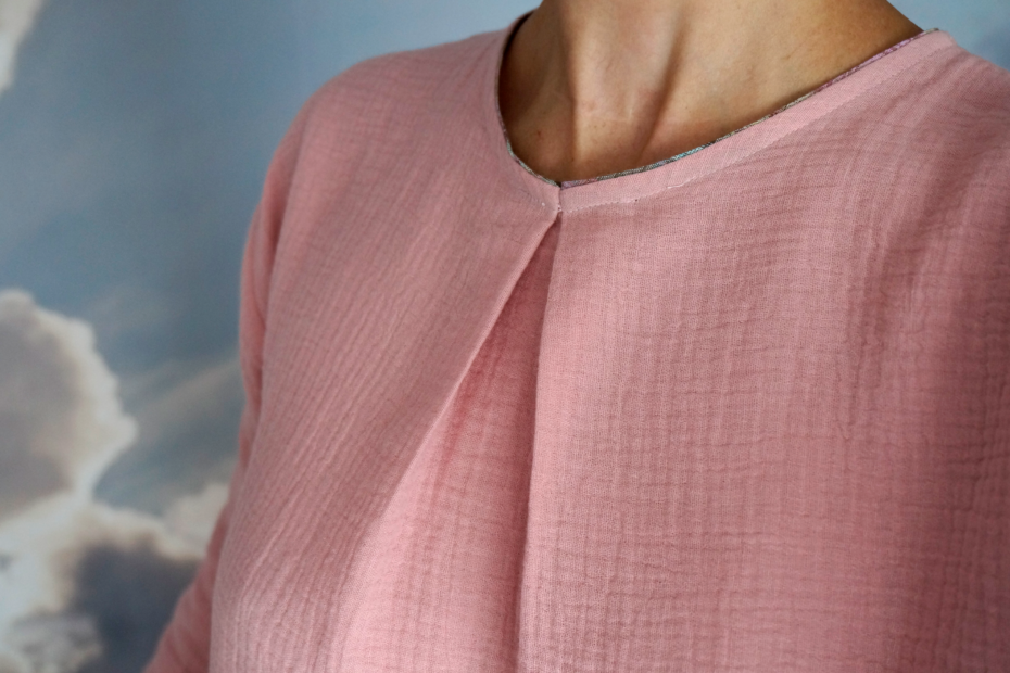 Col blouse Swing double gaze rose